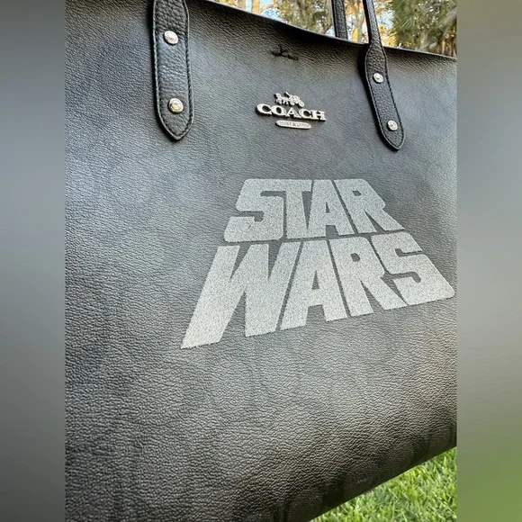 STAR WARS X COACH TOTE BLACK SILVER EUC - Picture 3 of 13